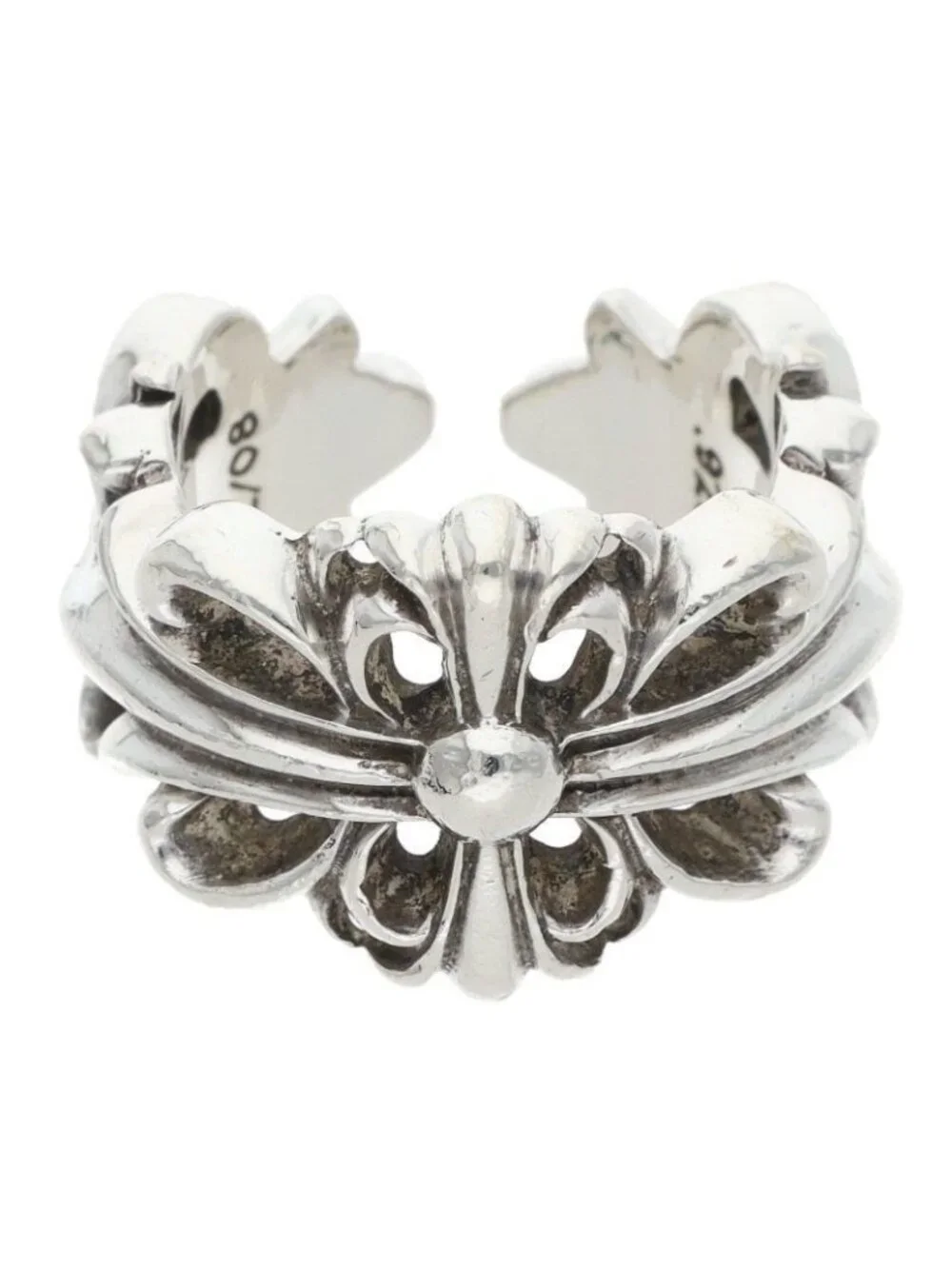 Chrome Hearts Dbl Flrl Double Floral Cross Silver Ring